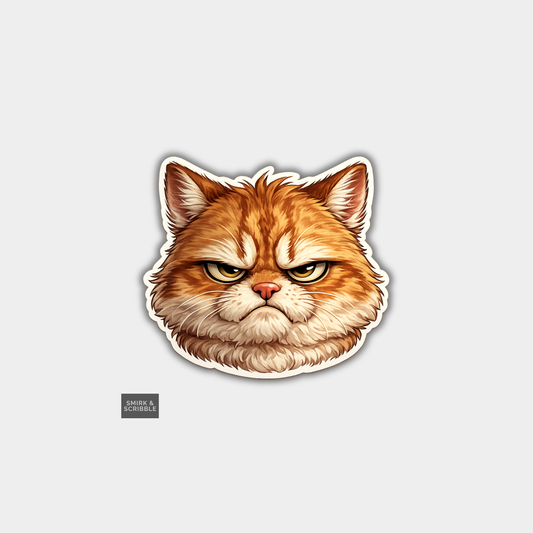 Funny Die Cut Vinyl Sticker - Grumpy Cat Face