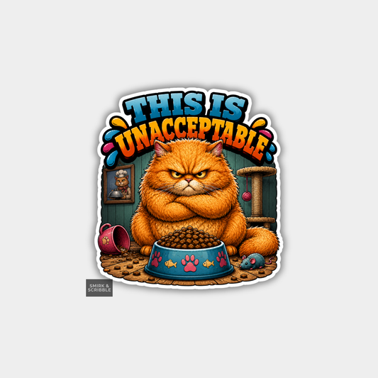 Funny Vinyl Die Cut Sticker - Unacceptable Cat