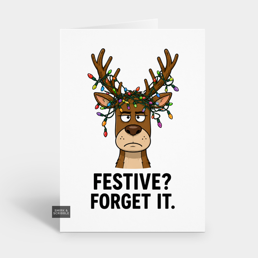Funny Christmas Card - Festive Reindeer