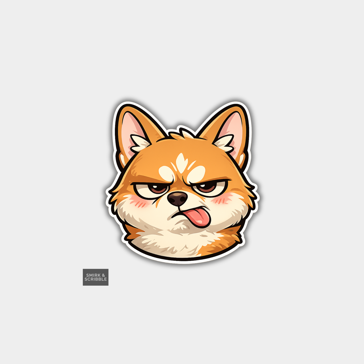 Funny Die Cut Vinyl Sticker - Grumpy Corgi