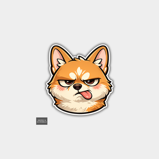 Funny Die Cut Vinyl Sticker - Grumpy Corgi