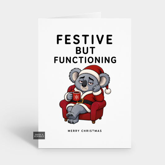 Funny Christmas Card - Festive Santa Koala