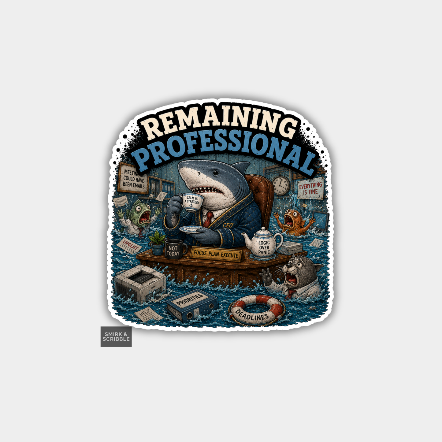 Funny Vinyl Die Cut Sticker - Professional Shark