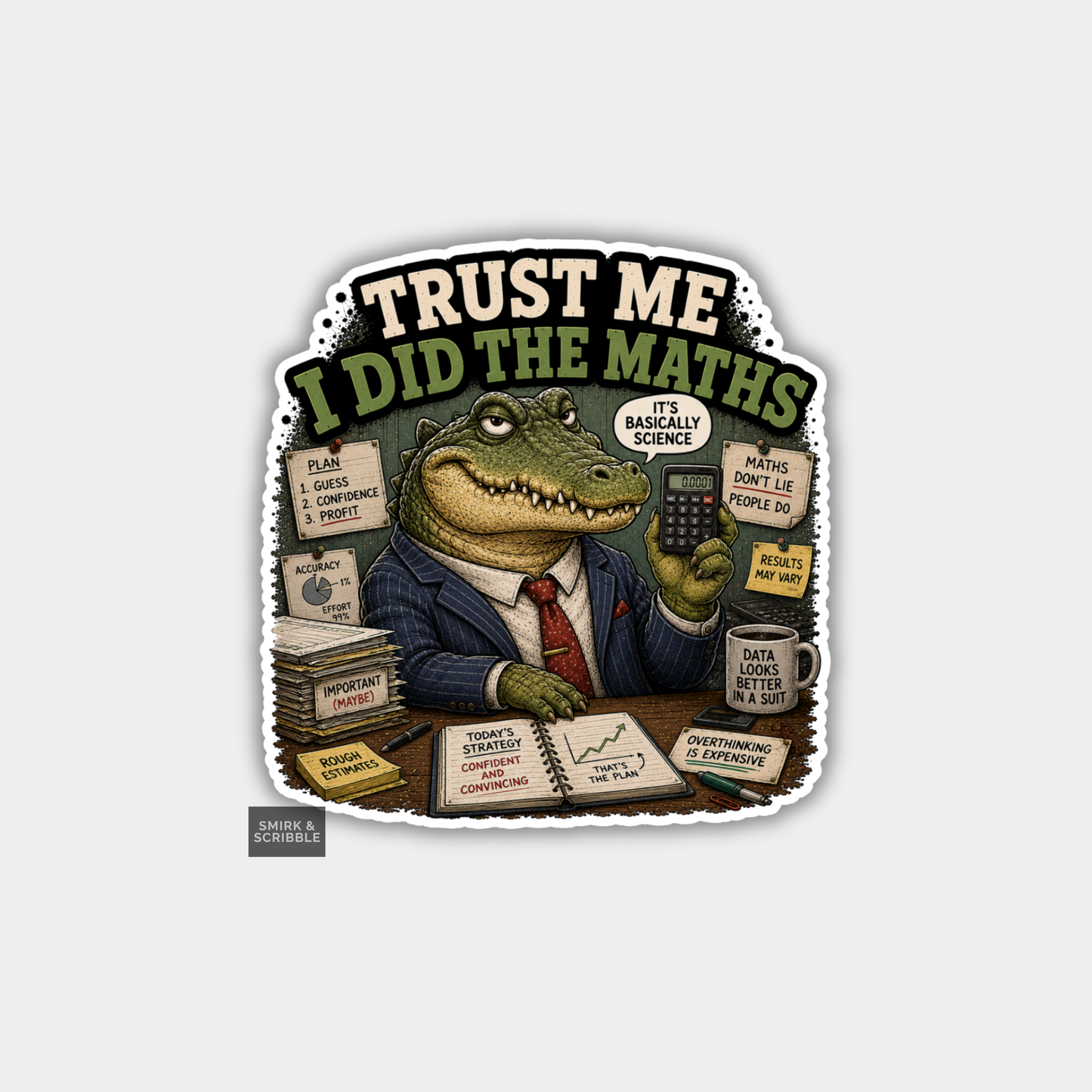 Funny Vinyl Die Cut Sticker - Crocodile Math