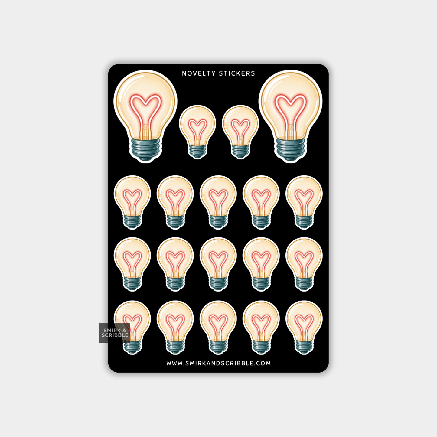 Funny Vinyl Sticker Sheet - Light Bulb Heart