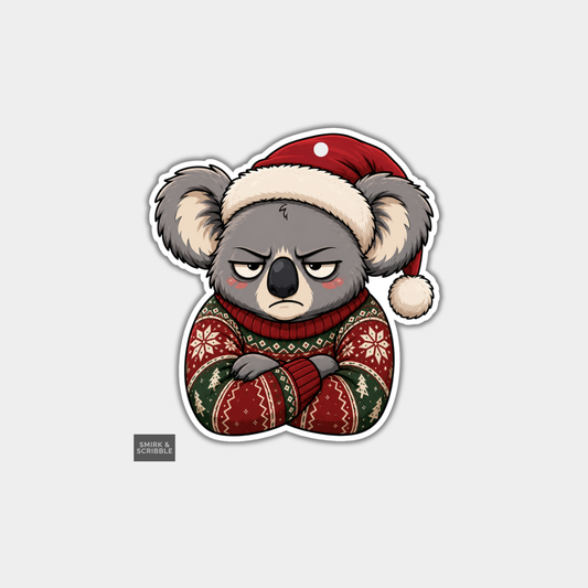 Funny Christmas Gift Tags - Grumpy Koala Sulking