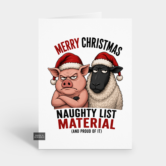 Funny Christmas Card - Naughty List Material