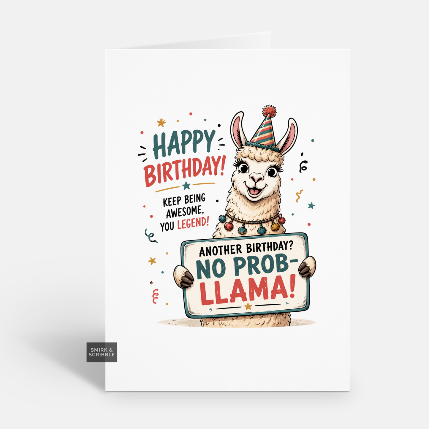 Funny Birthday Card - No Prob Llama
