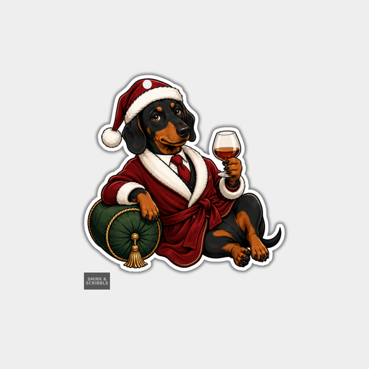 Funny Christmas Gift Tags - Dachshund In Robe