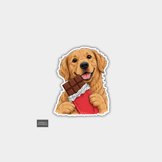Funny Character Vinyl Sticker - Dog & Chocolate