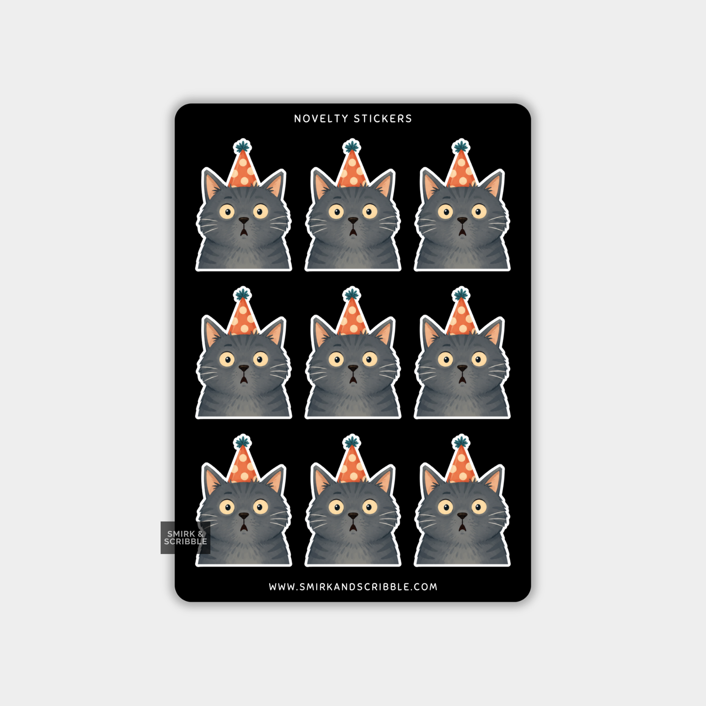 Funny Vinyl Sticker Sheet - Cute Birthday Cat