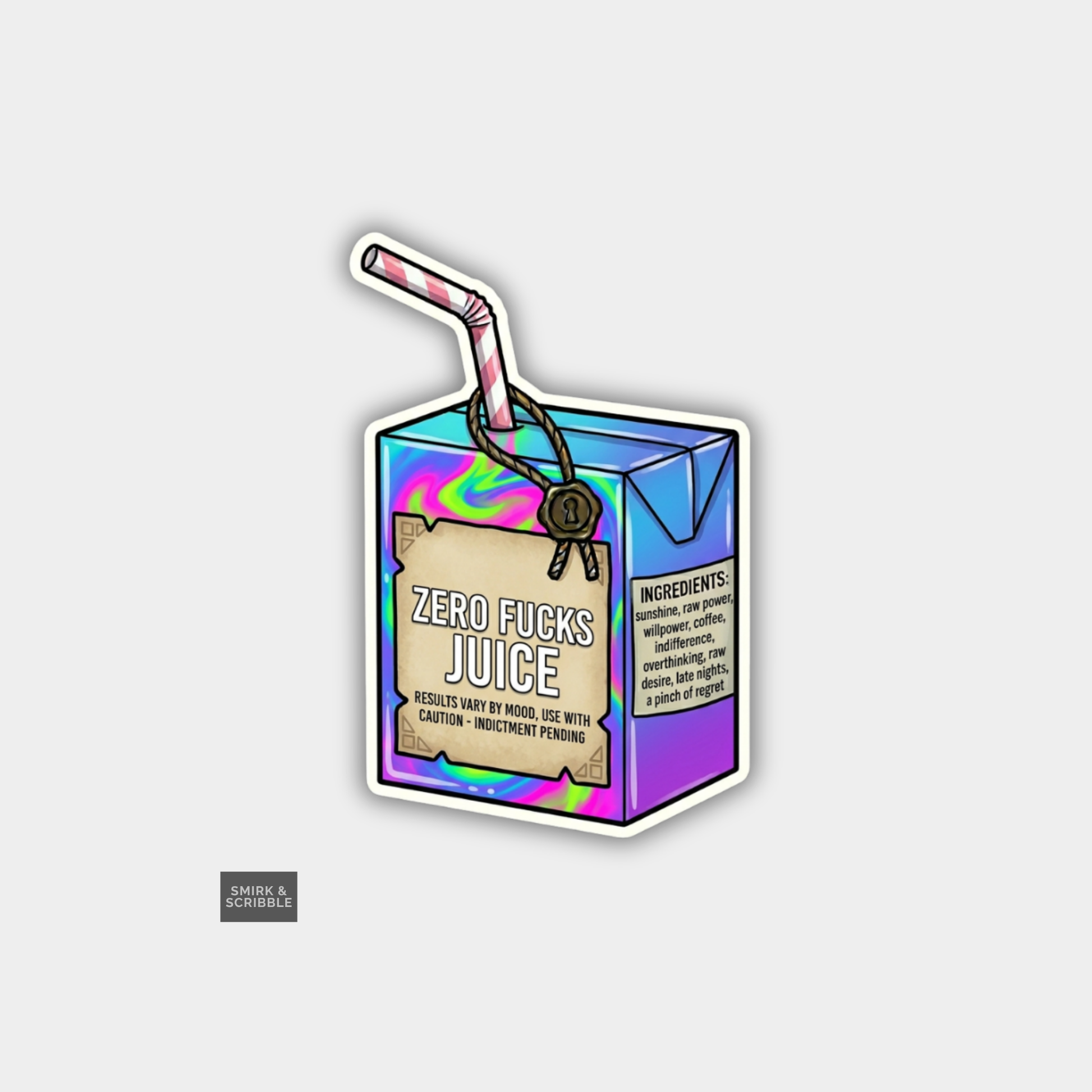 Cartoon juice box with a straw on a light gray background