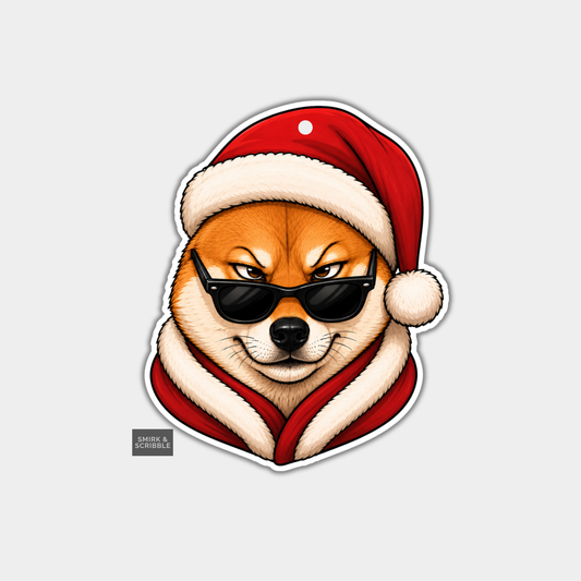 Funny Christmas Gift Tags - Shiba Inu In Sunglasses