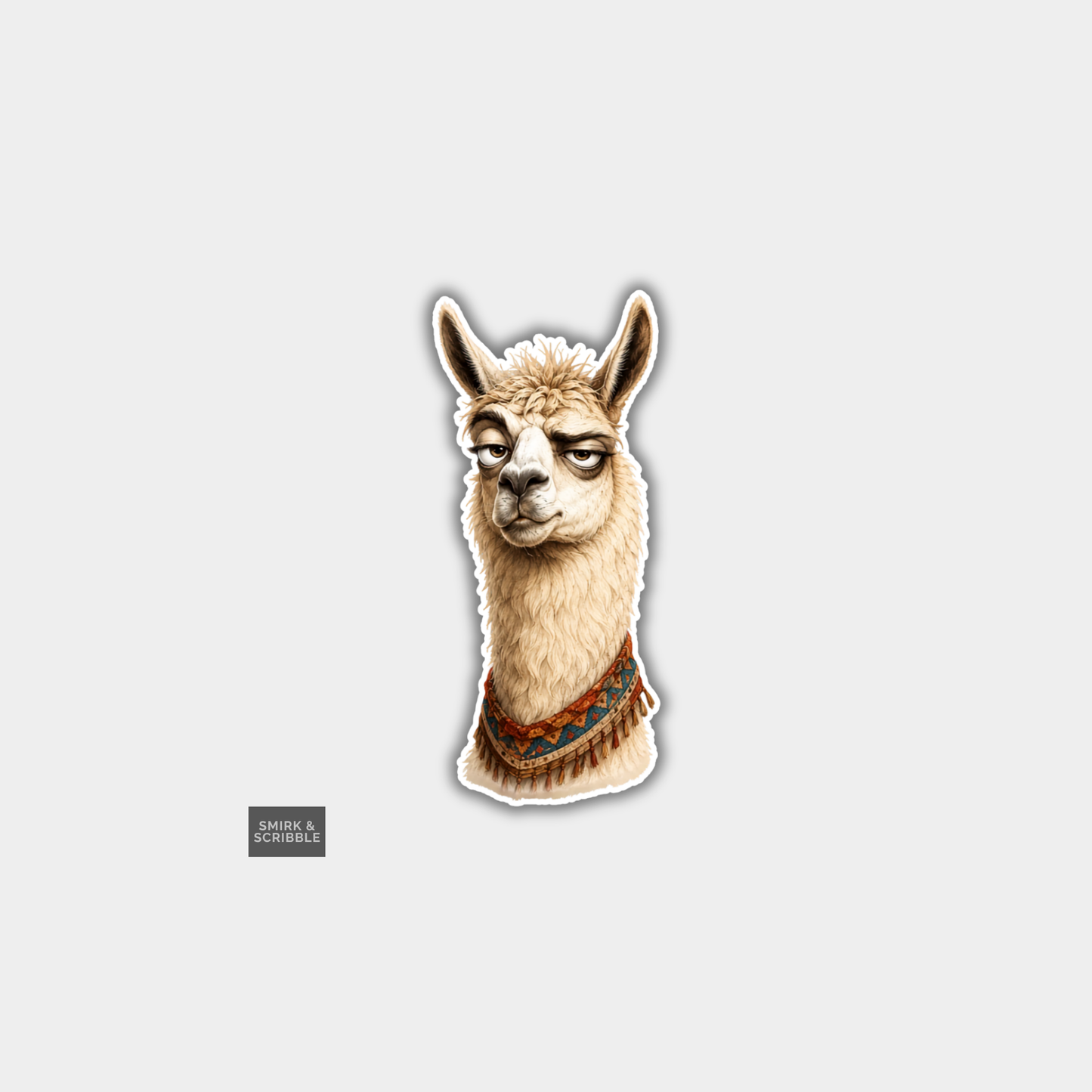 Funny Die Cut Vinyl Sticker - Unimpressed Llama