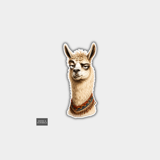 Funny Die Cut Vinyl Sticker - Unimpressed Llama