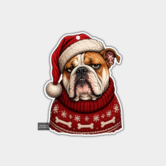 Funny Christmas Gift Tags - Judgy English Bulldog