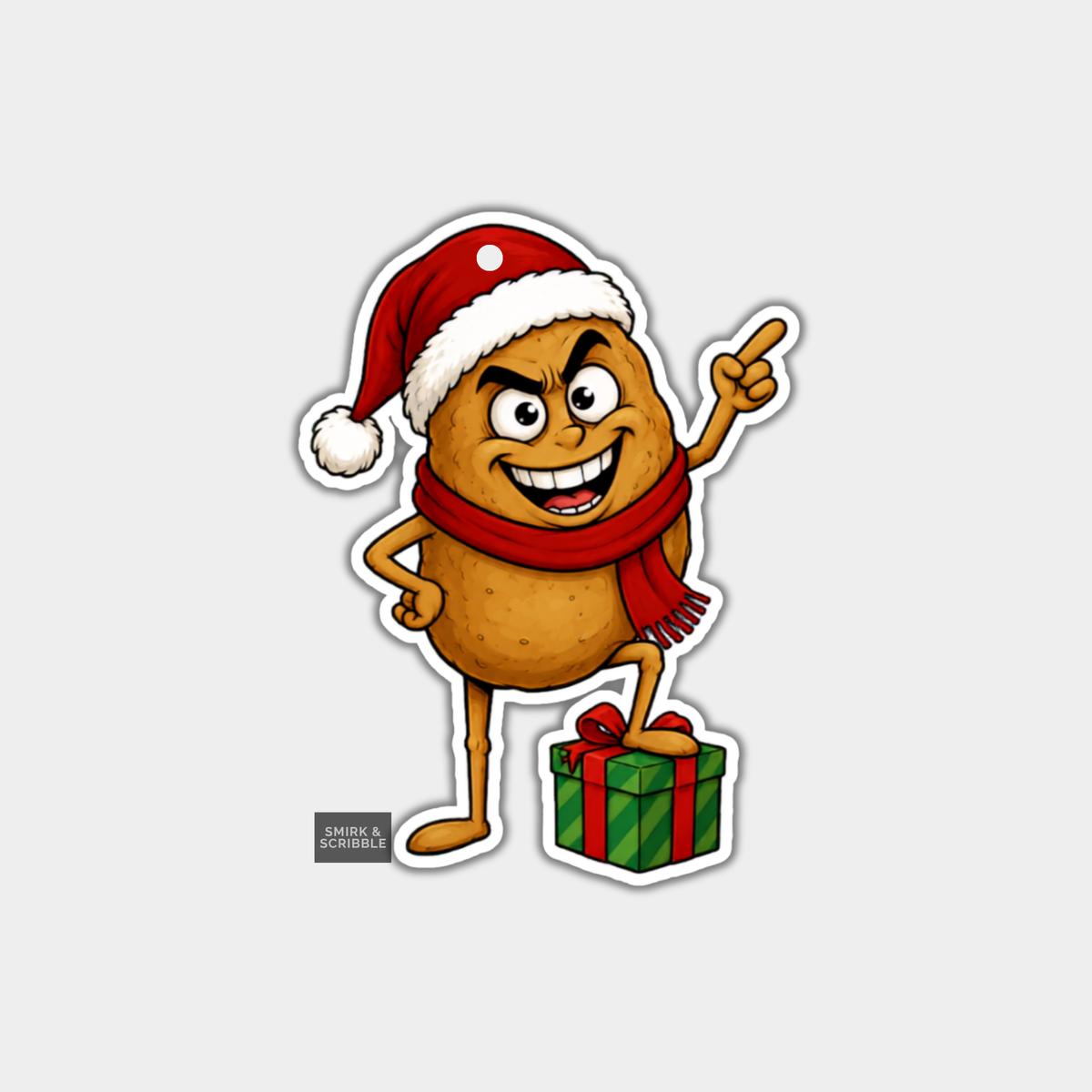 Funny Christmas Gift Tags - Cute Happy Potato In Santa Hat