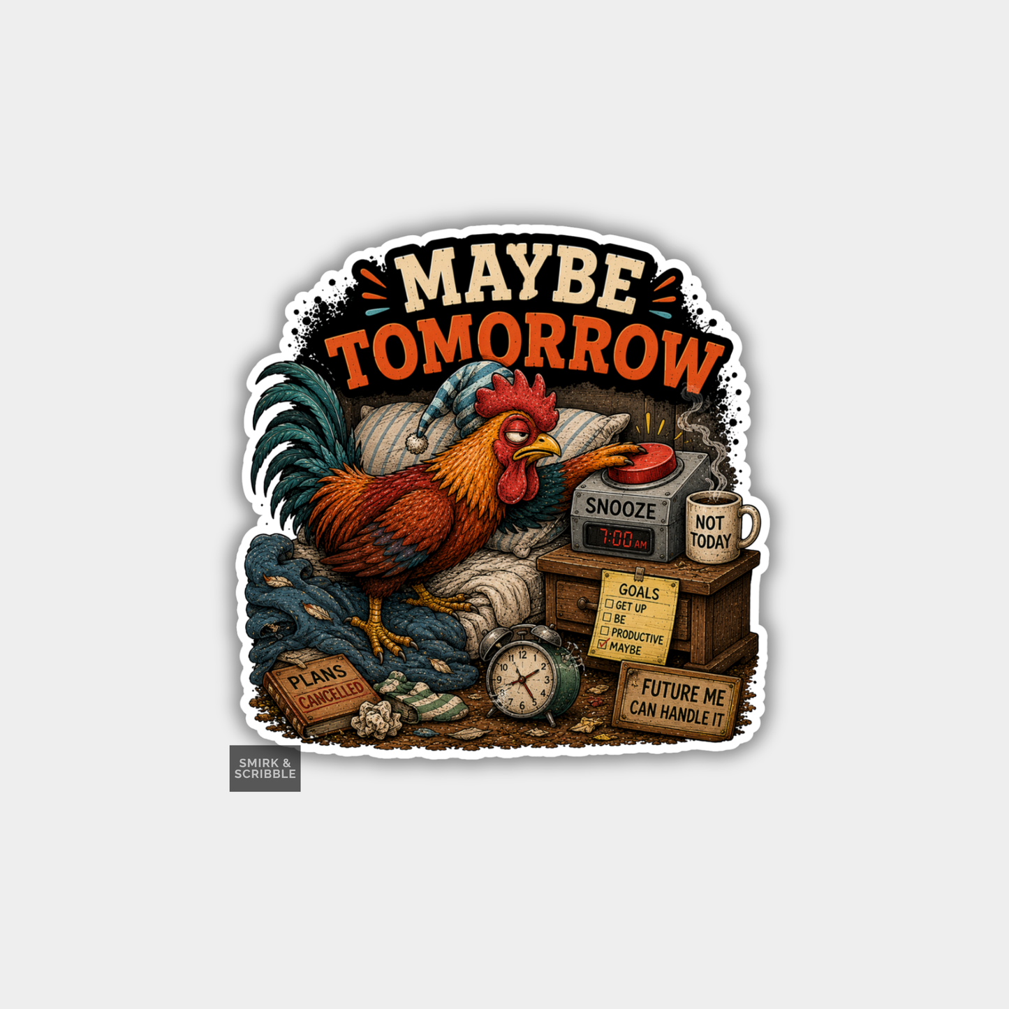 Funny Vinyl Die Cut Sticker - Tomorrow Rooster