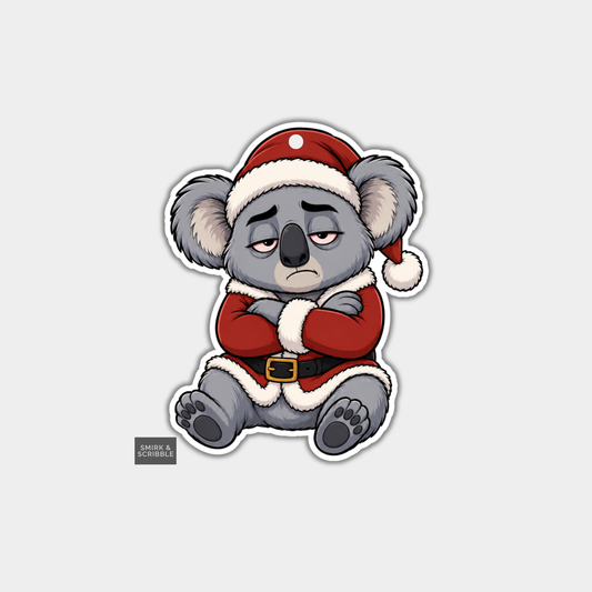 Funny Christmas Gift Tags - Grumpy Santa Koala