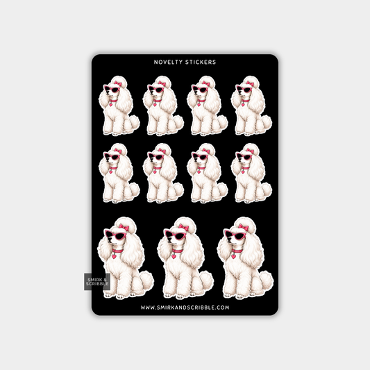 Funny Vinyl Sticker Sheet - Cute Glam Poodle