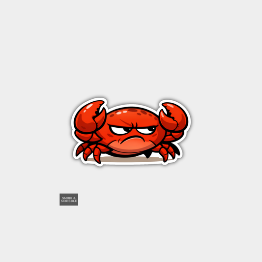 Funny Character Vinyl Sticker - Grumpy Crab