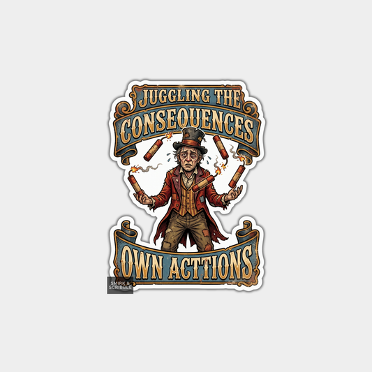 Funny Die Cut Vinyl Sticker - Juggling