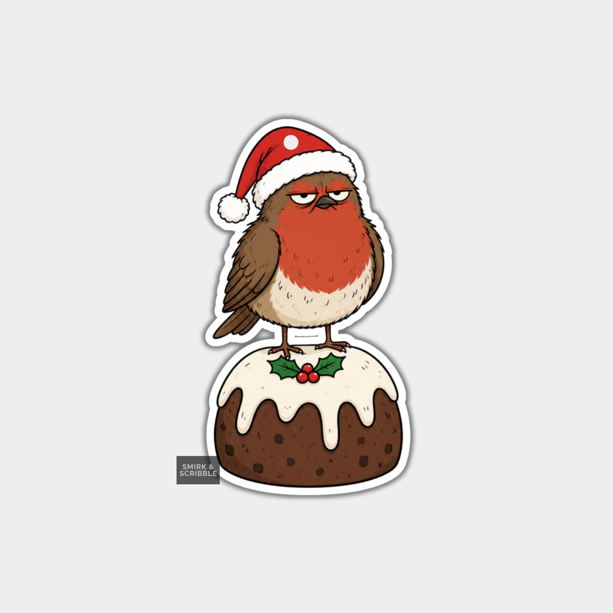 Funny Christmas Gift Tags - Grumpy Robin On Pudding