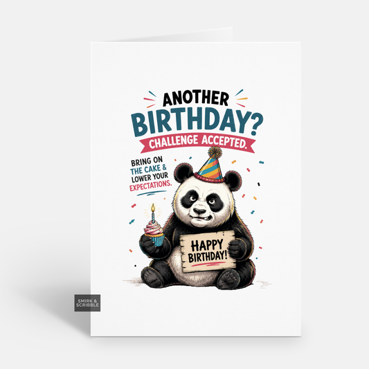 Funny Birthday Card - Panda With Cupcake