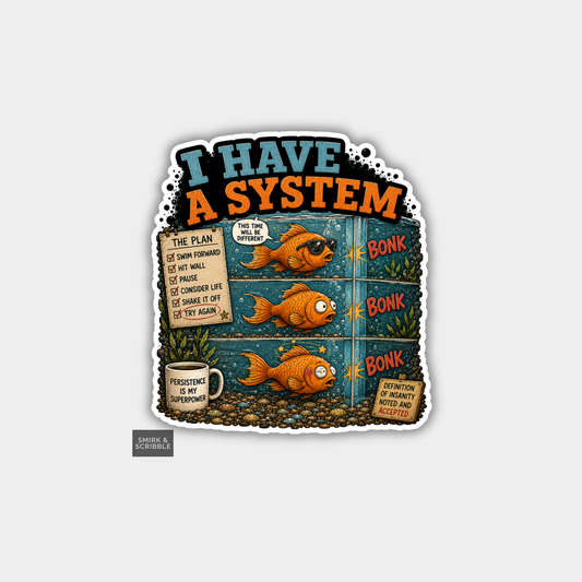 Funny Vinyl Die Cut Sticker - Three Goldfish