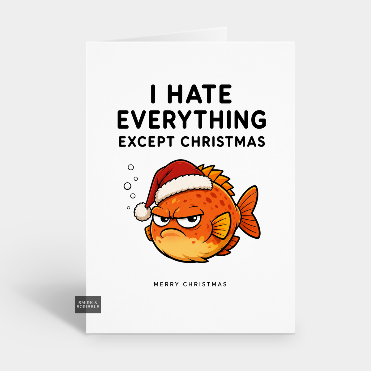 Funny Christmas Card - Grumpy Blowfish