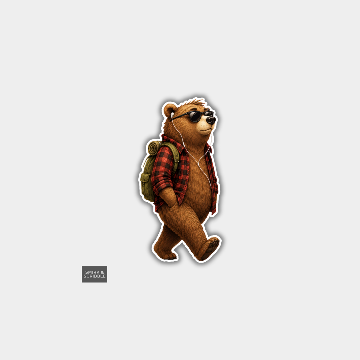 Funny Die Cut Vinyl Sticker - Backpack Bear