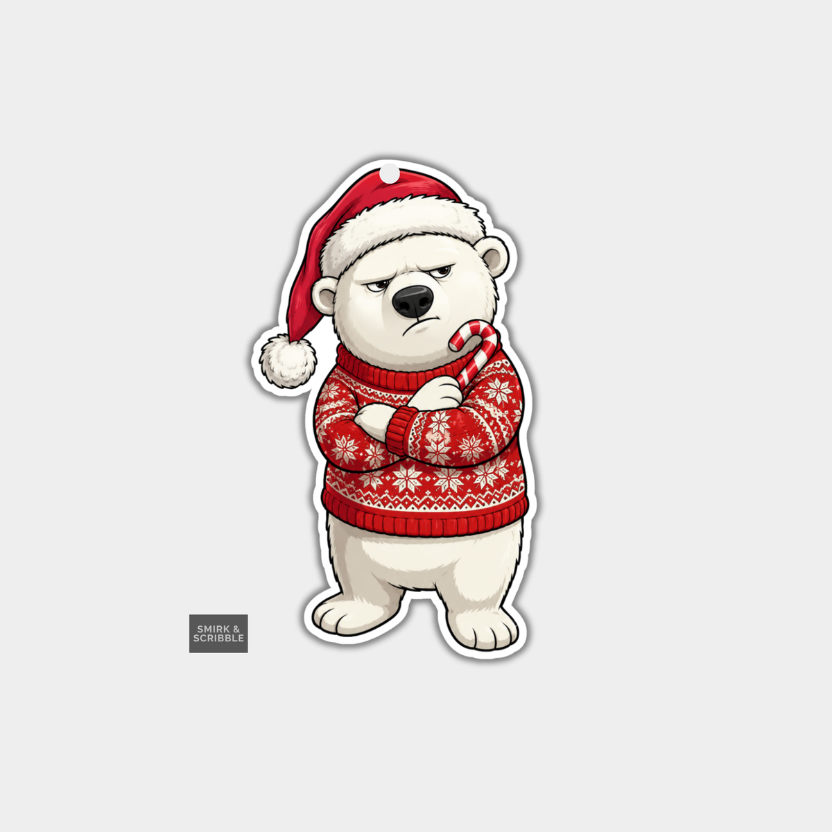 Funny Christmas Gift Tags - Cute Grumpy Polar Bear