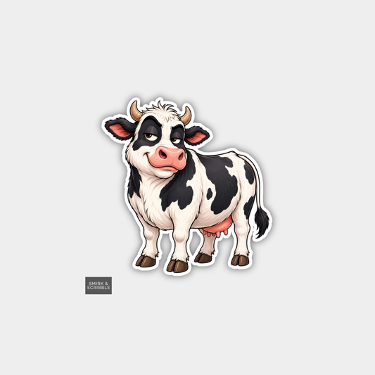 Funny Character Vinyl Sticker - Cute Posing Cow