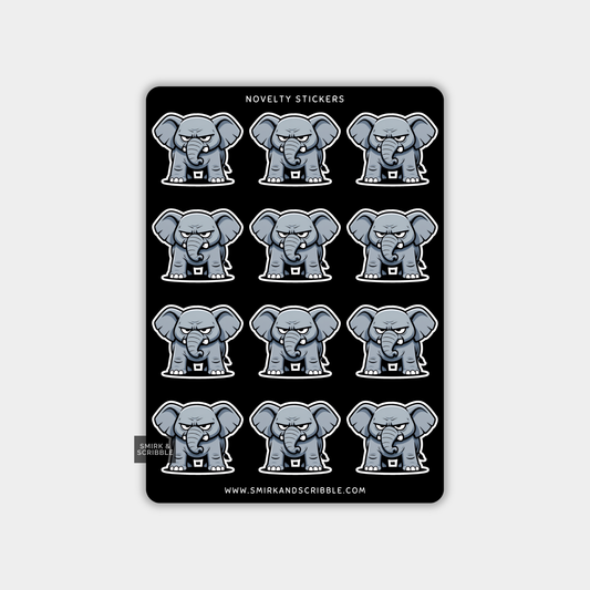Funny Vinyl Sticker Sheet - Grumpy Elephant