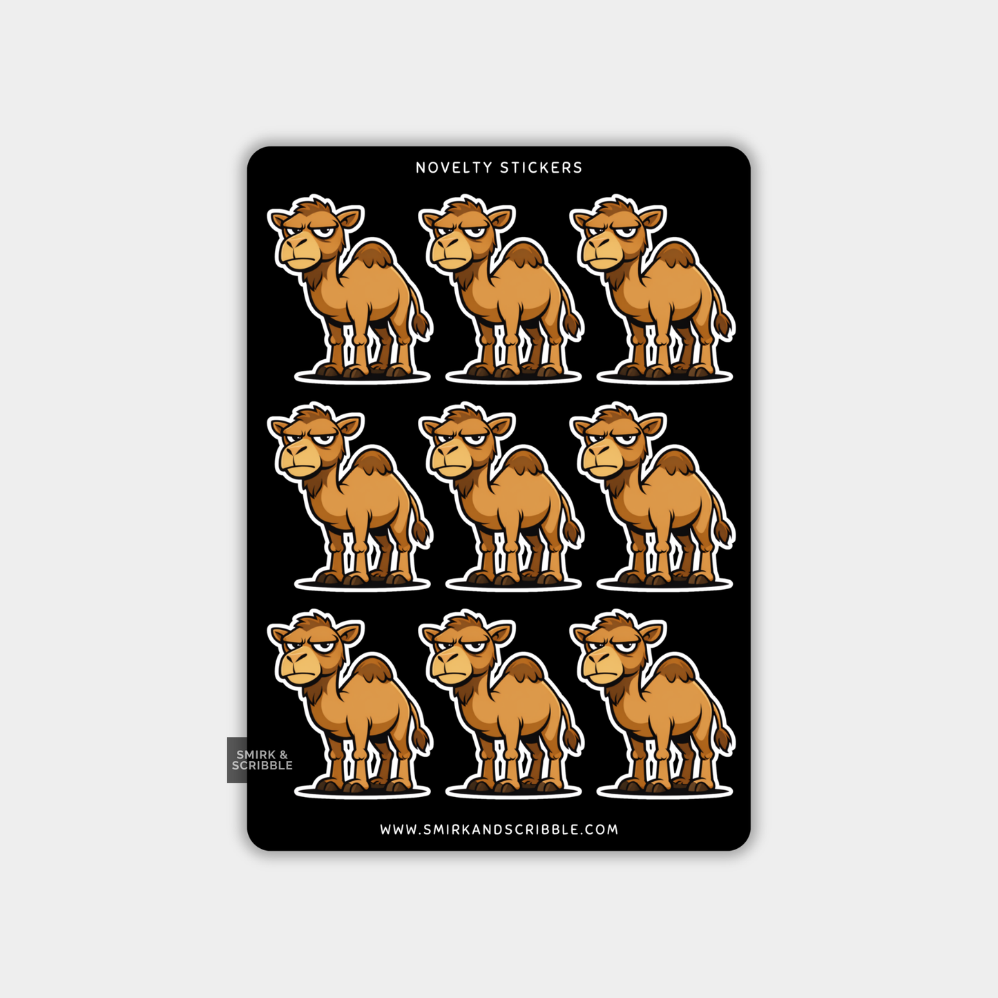 Funny Vinyl Sticker Sheet - Grumpy Camel
