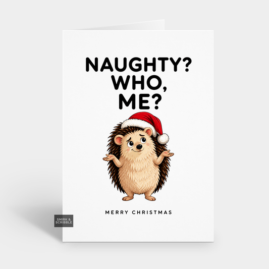 Funny Christmas Card - Naughty Hedgehog