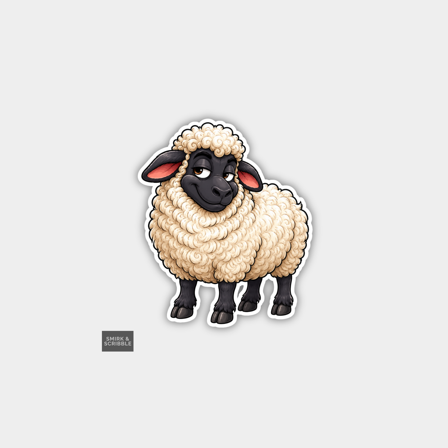 Funny Character Vinyl Sticker - Cute Posing Sheep