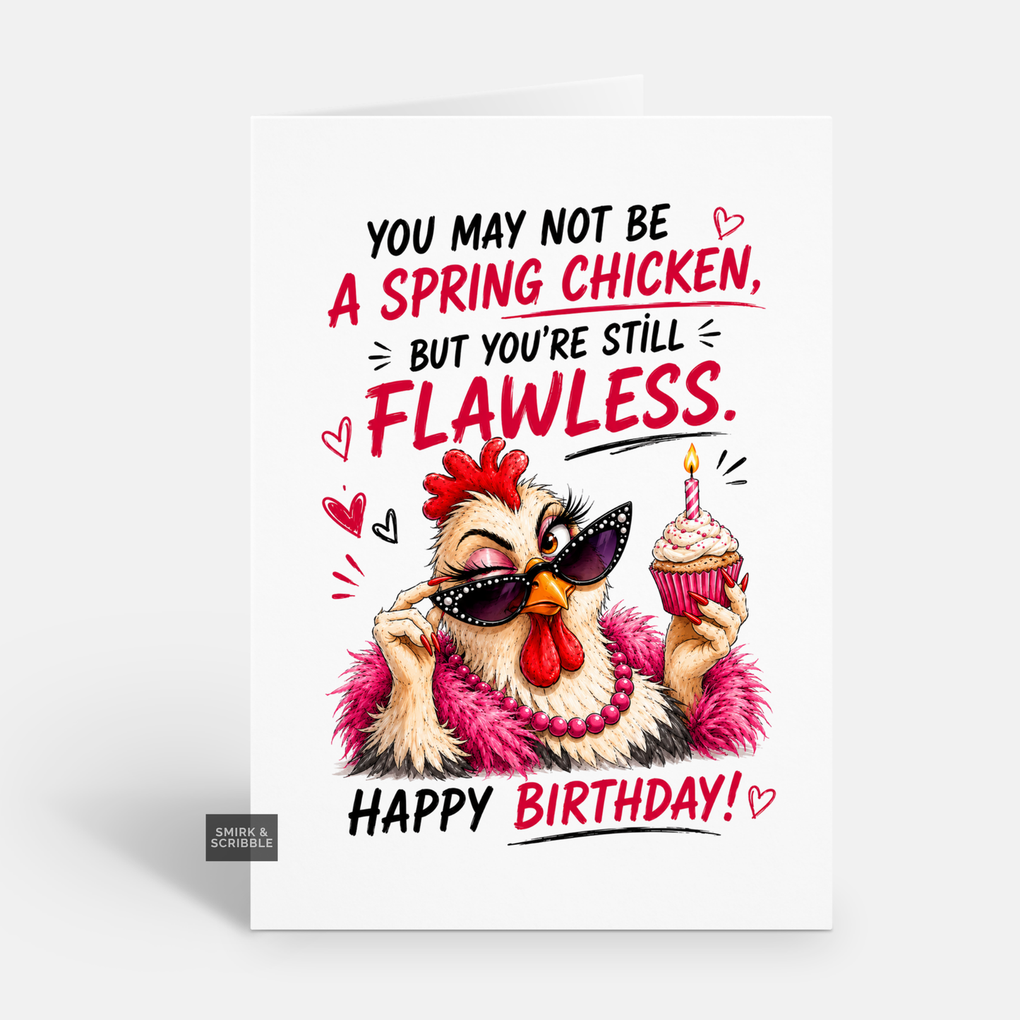 Funny Birthday Card - Glam Spring Chicken