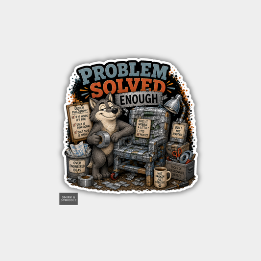 Funny Vinyl Die Cut Sticker - Solved Wolf