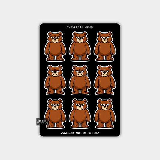 Funny Vinyl Sticker Sheet - Grumpy Bear