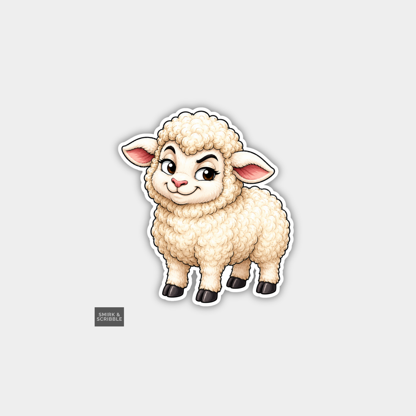 Funny Character Vinyl Sticker - Cute Posing Lamb