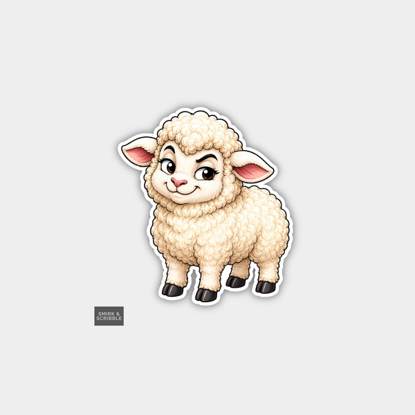 Funny Character Vinyl Sticker - Cute Posing Lamb