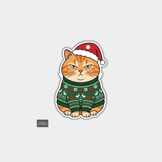 Funny Christmas Gift Tags - Grumpy Orange Cat