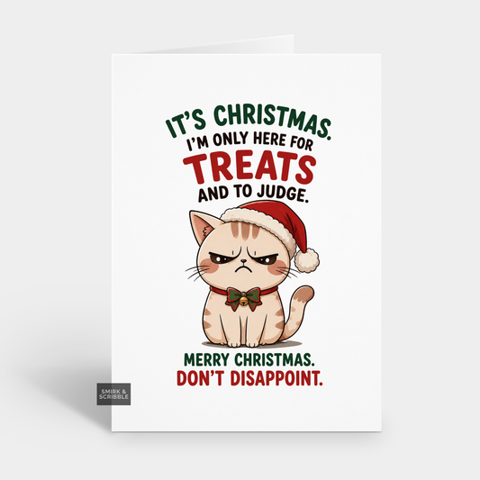 Funny Christmas Card - The Treats Cat