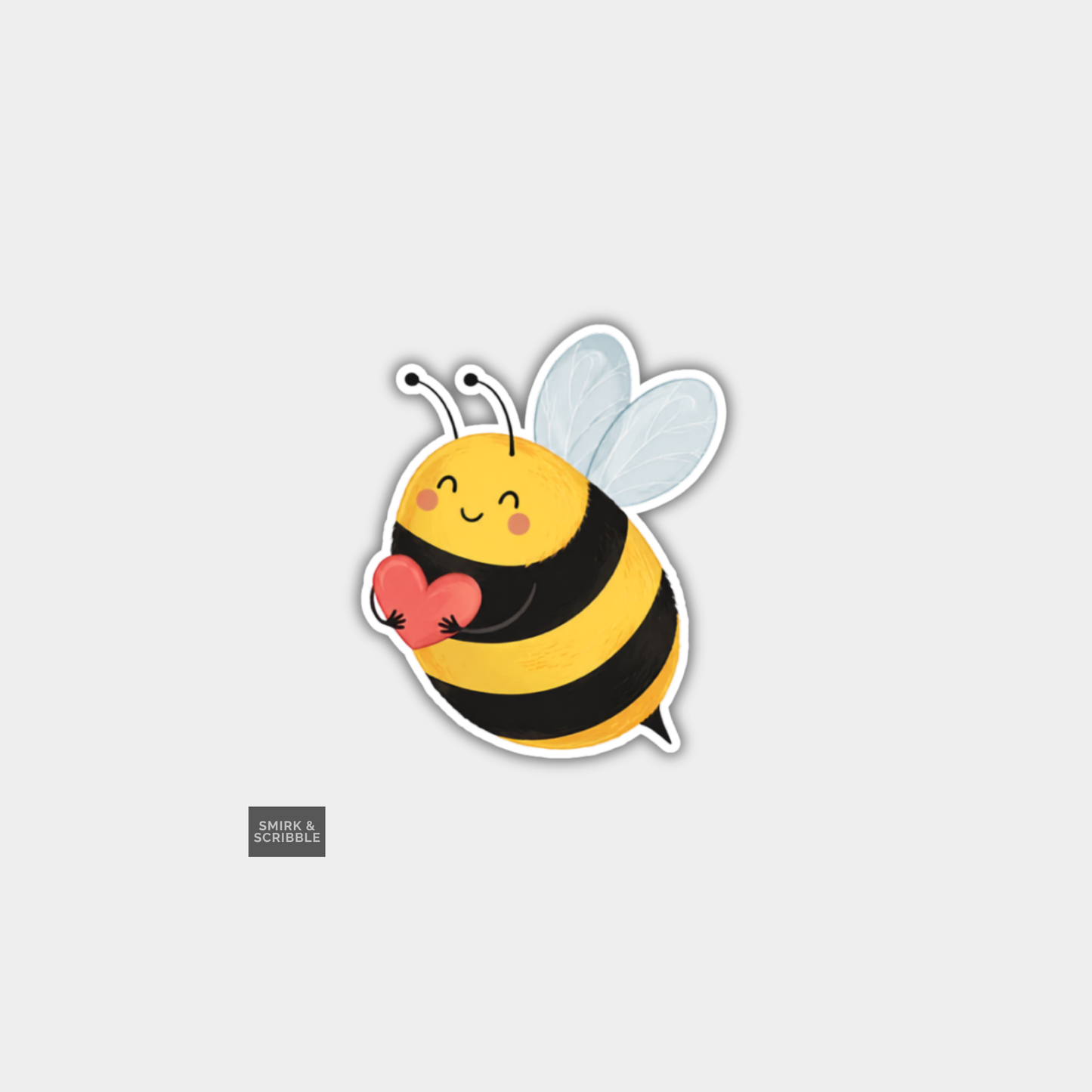 Funny Character Vinyl Sticker - Cute Bee & Heart