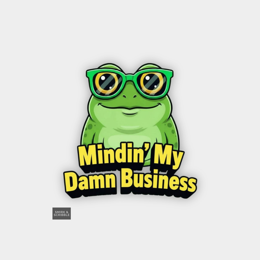 Mindin My Business Frog Vinyl Sticker