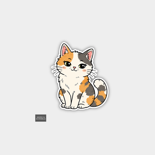 Funny Character Vinyl Sticker - Cute Posing Kitten