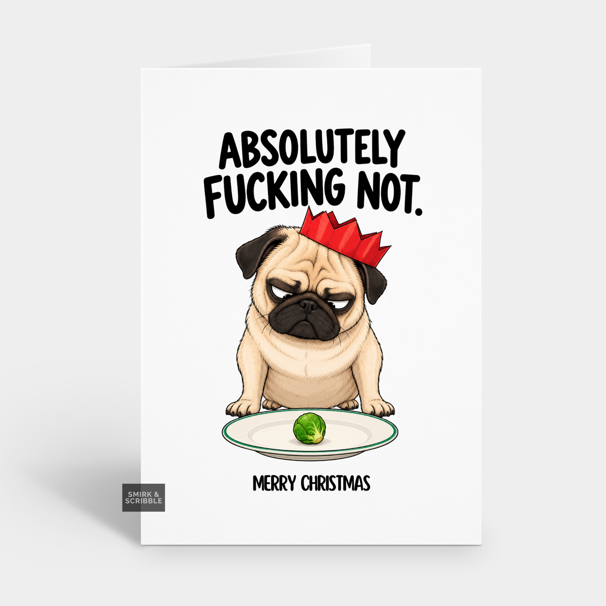 Funny Christmas Card - Pug & Brussels Sprout