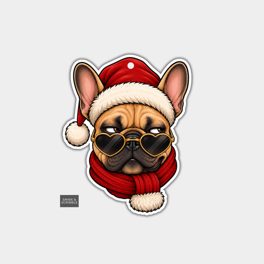 Funny Christmas Gift Tags - Frenchie In Sunglasses