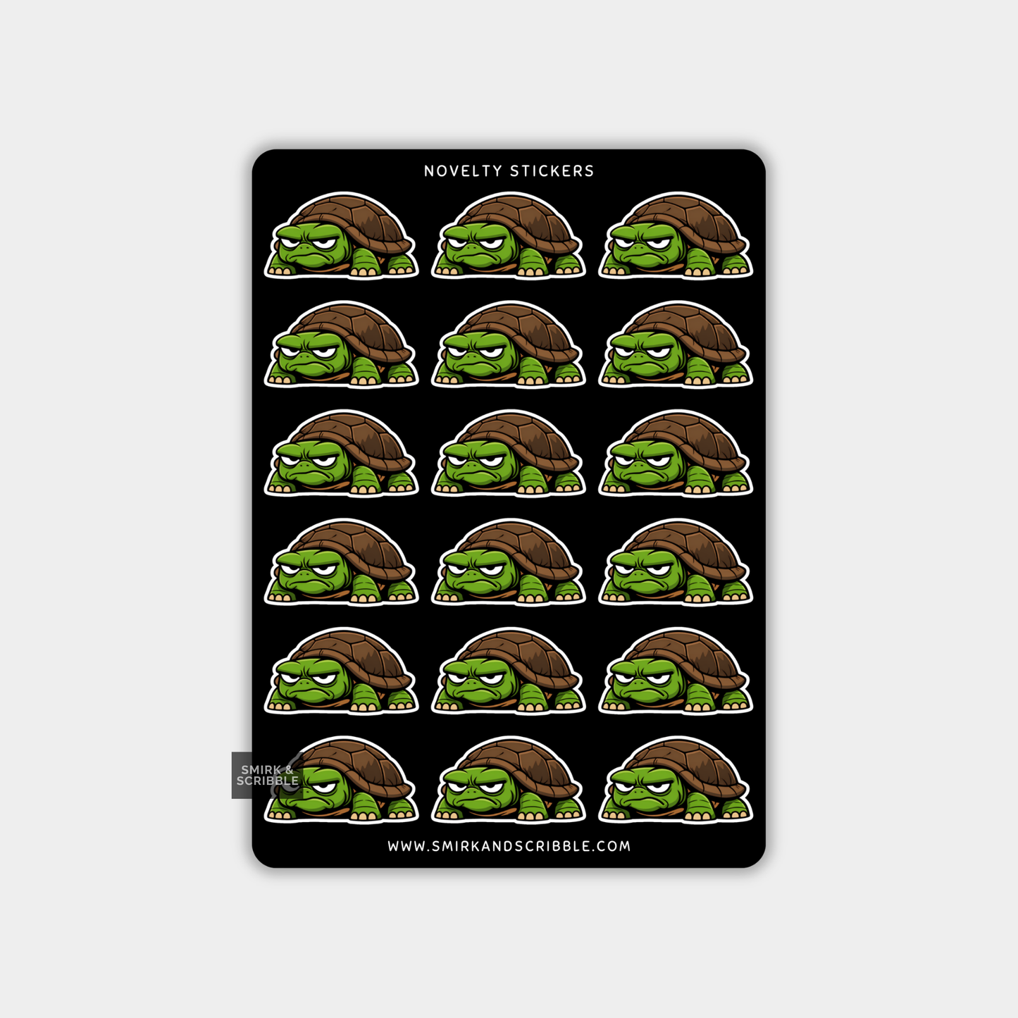 Funny Vinyl Sticker Sheet - Grumpy Tortoise